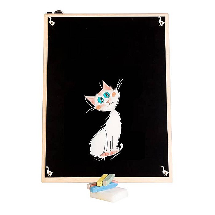 Placă senzorială tip Montessori, 2 în 1 tablă animale + tablă de scris și desenat, din lemn, Homio, The little farmer [5]