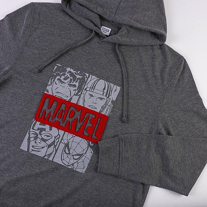 Hanorac bărbați cu glugă, 100% bumbac, gri, Marvel [3]