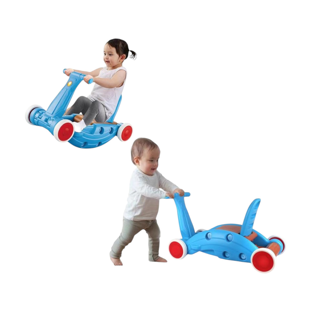 Premergator, Balansoar si Suport de Sprijin, Homio, Cu Roti pentru Mobilitate Usoara, Scaun Captusit si Spatar Ergonomic, Ideal pentru Invatarea Mersului Independent, Albastru [2]