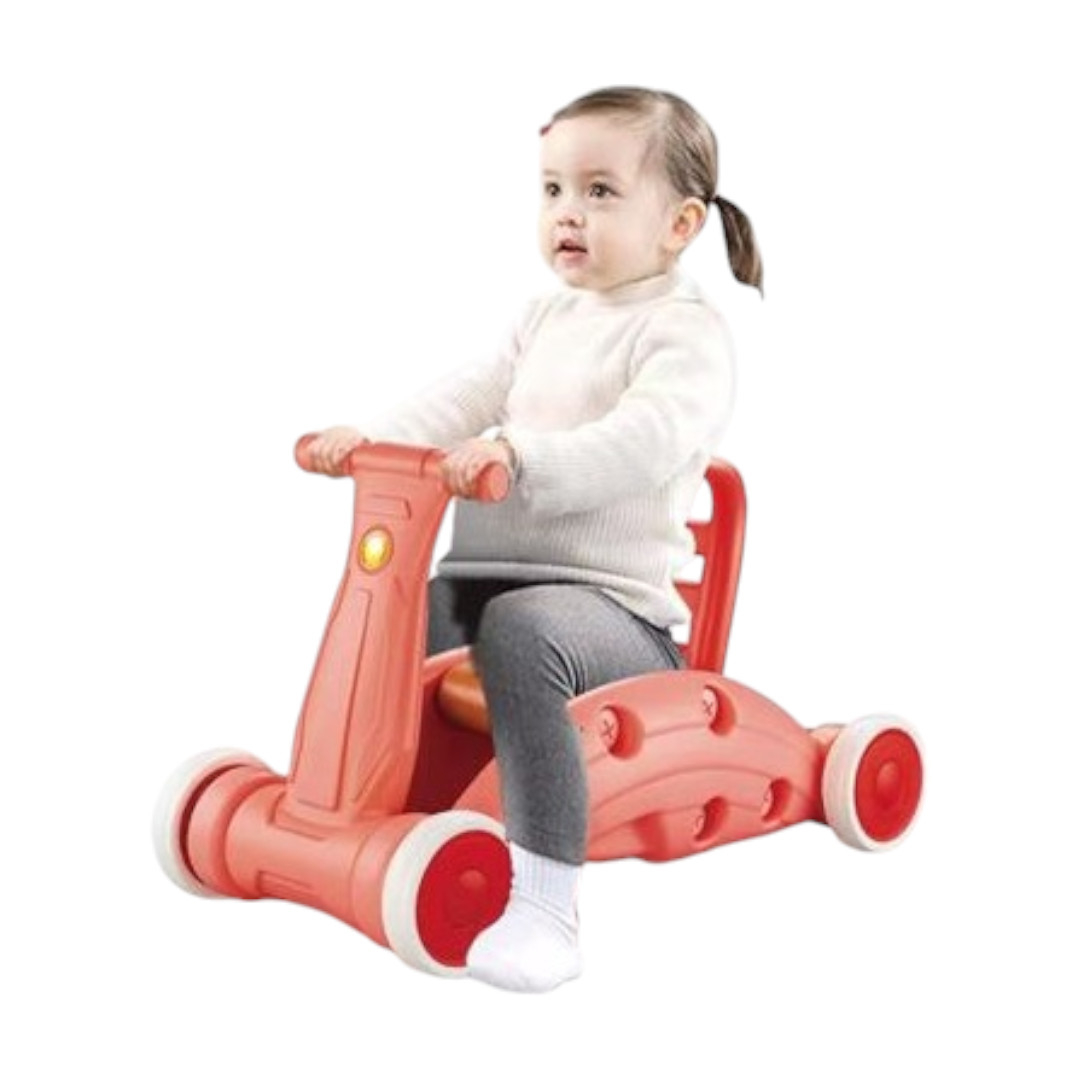 Premergator, Balansoar si Suport de Sprijin, Cu Roti pentru Mobilitate Usoara, Scaun Captusit si Spatar Ergonomic, Ideal pentru Invatarea Mersului Independent, Roz [2]