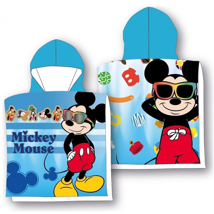 Prosop de baie pentru copii, tip poncho, 100% bumbac, multicolor, 55x110 cm, So fun, Mickey Mouse [2]