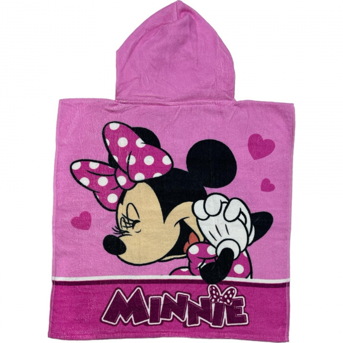 Prosop de baie pentru copii, tip poncho, 100% bumbac, multicolor, 55x110 cm, So fun, Minnie Mouse [2]