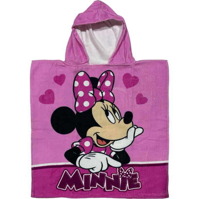 Prosop de baie pentru copii, tip poncho, 100% bumbac, multicolor, 55x110 cm, So fun, Minnie Mouse [1]