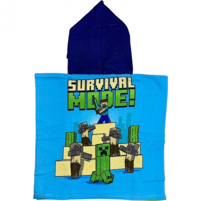 Prosop de baie pentru copii, tip poncho, multicolor, 50x100 cm, So fun, Minecraft [2]