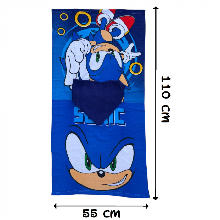 Prosop de baie pentru copii, tip poncho, multicolor, 50x100 cm, So fun, Sonic [4]