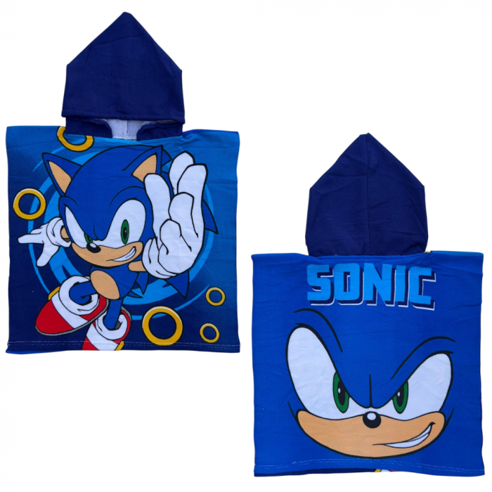Prosop de baie pentru copii, tip poncho, multicolor, 50x100 cm, So fun, Sonic [3]
