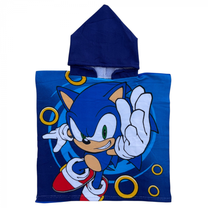 Prosop de baie pentru copii, tip poncho, multicolor, 50x100 cm, So fun, Sonic [1]