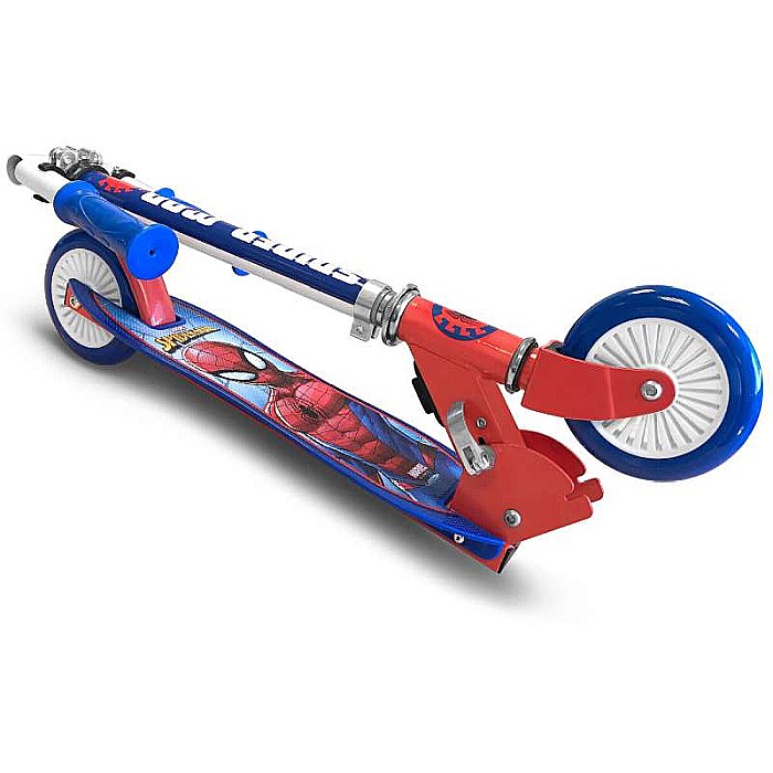 Trotinetă pliabilă cu 2 roți 3 ani +, sarcina maximă 50 kg, rulmenți ABEC 5, multicolor, ghidon ajustabil, mânere pliabile, platforma antiderapantă, frână posterioară cu piciorul, Spiderman [4]