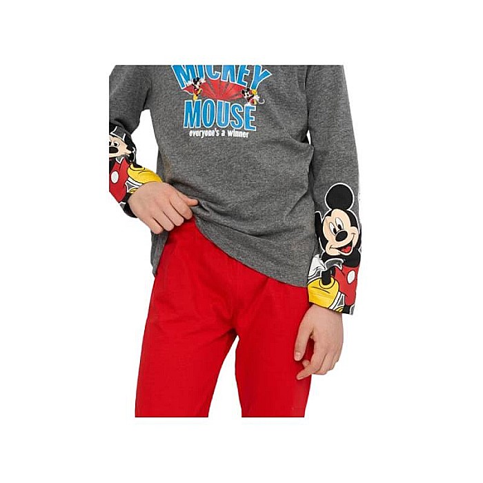 Pijama copii, cu mânecă lungă, 100% bumbac, roșu, Winner, Mickey Mouse [5]