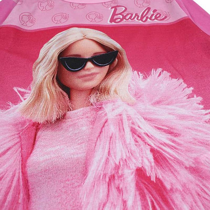 Pijamale copii cu mânecă lungă, 100% bumbac, fucsia, Barbie [3]