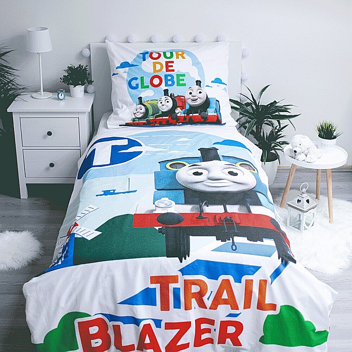 Set lenjerie pat copii, 100% bumbac, multicolor, 2 piese, 140×200 cm, 70×90, Thomas and Friends, Tour [5]