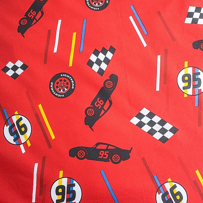 Set lenjerie pat copii, cu detalii fosforescente, multicolor, 2 piese, 100% bumbac, 140×200 cm, 70×90, Disney, Cars, Red 02 [3]