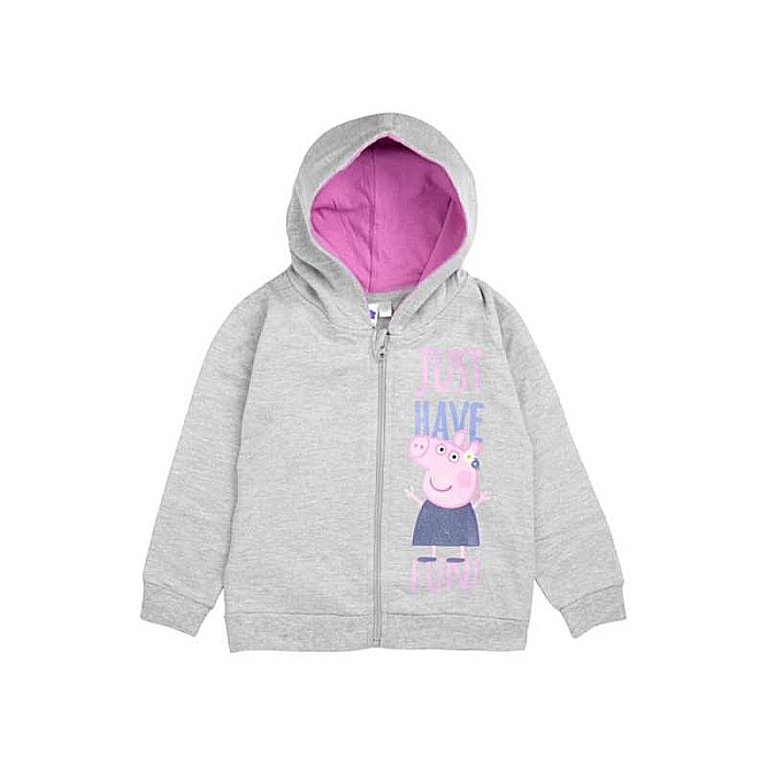 Hanorac copii cu glugă, gri, 100 % bumbac, Juste Heve Fun, Peppa Pig [1]