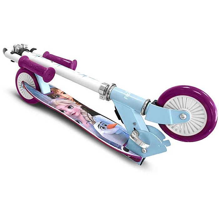 Trotinetă pliabilă cu 2 roți 3 ani +, sarcina maximă 50 kg, rulmenți ABEC 5, multicolor, ghidon ajustabil, mânere pliabile, platforma antiderapantă, frână posterioară cu piciorul, Frozen [3]