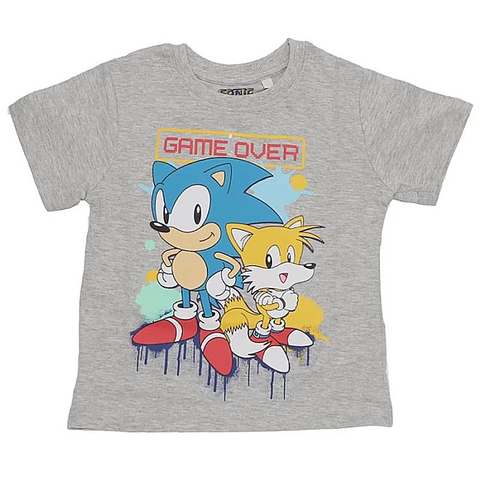 Pijamale copii cu mânecă scurtă, 100% bumbac, multicolor, Game Over, Sonic [3]