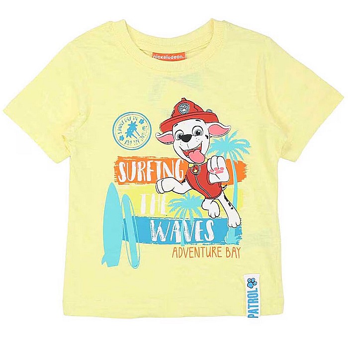 Tricou copii 100% bumbac, galben, Surfing, Paw Patrol [1]