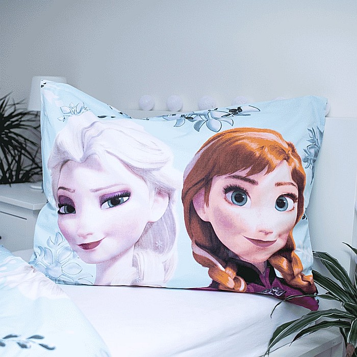 Set lenjerie pat copii, multicolor, 2 piese, 100% bumbac, 140×200 cm, 70×90, Floral 02, Frozen, Disney [3]