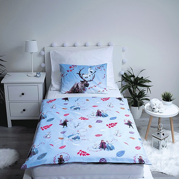 Set lenjerie pat copii, multicolor, 2 piese, 100% bumbac, 100x135 cm, 40x60, Blue leaves, Frozen, Disney [3]