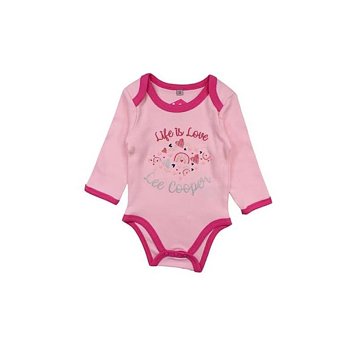 Set două body-uri copii, 100% bumbac, alb/roz, Lee Cooper [2]