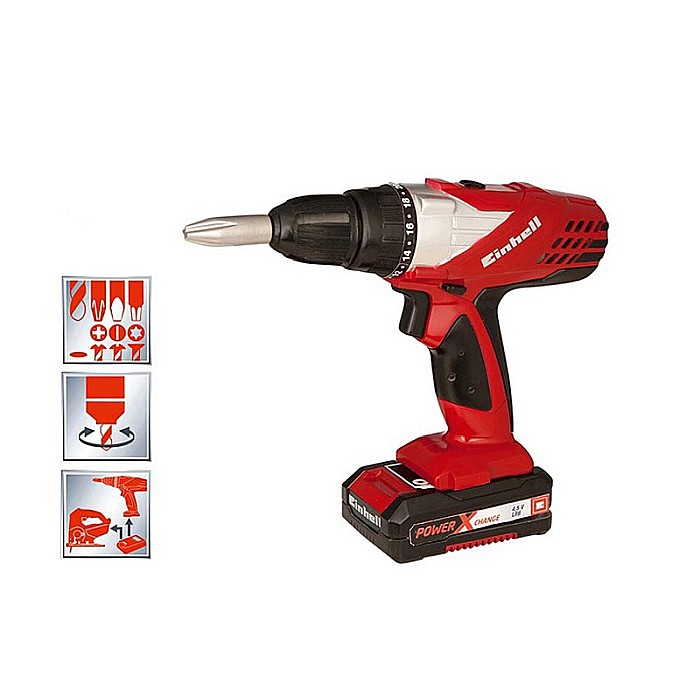 Trusă 7 piese surubeltină electrică cu acumulator detașabil și 4 accesorii de înșurubat, multicolor Einhell Kids [2]