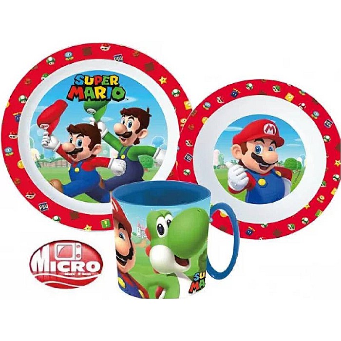 Set mic dejun, Super Mario, 3 piese, pentru microunde, plastic, Multicolor [2]