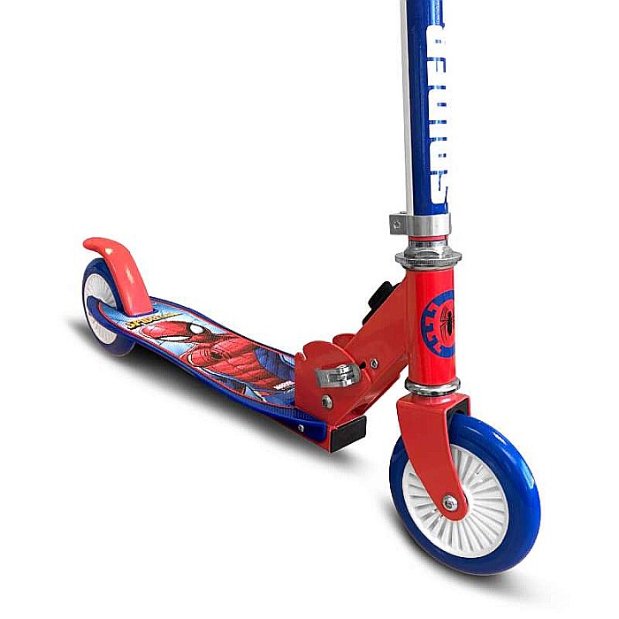 Trotinetă pliabilă cu 2 roți 3 ani +, sarcina maximă 50 kg, rulmenți ABEC 5, multicolor, ghidon ajustabil, mânere pliabile, platforma antiderapantă, frână posterioară cu piciorul, Spiderman [2]