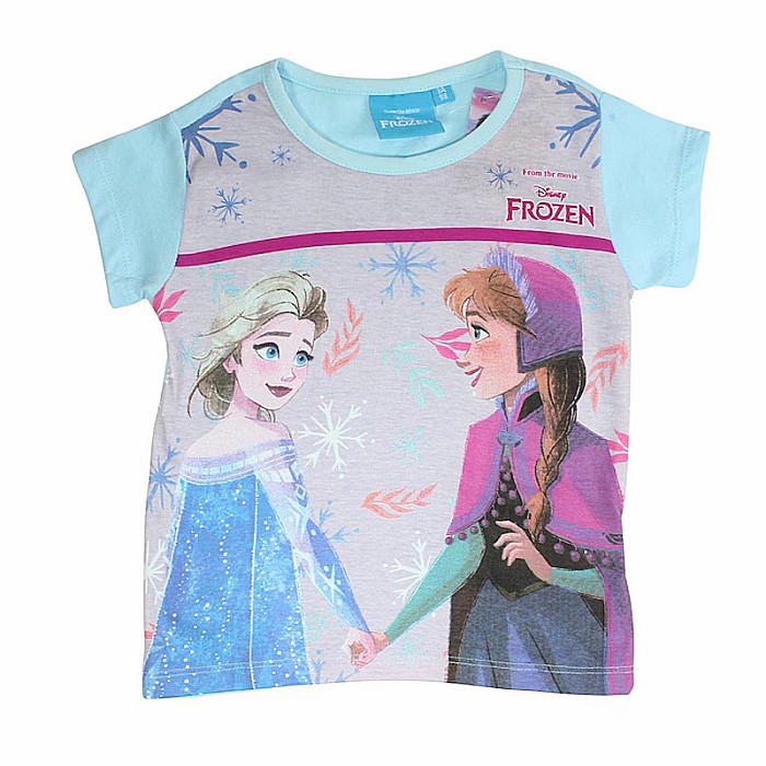 Pijamale copii cu mânecă scurtă, 100% bumbac, multicolor, Anna and Elsa, Frozen [3]