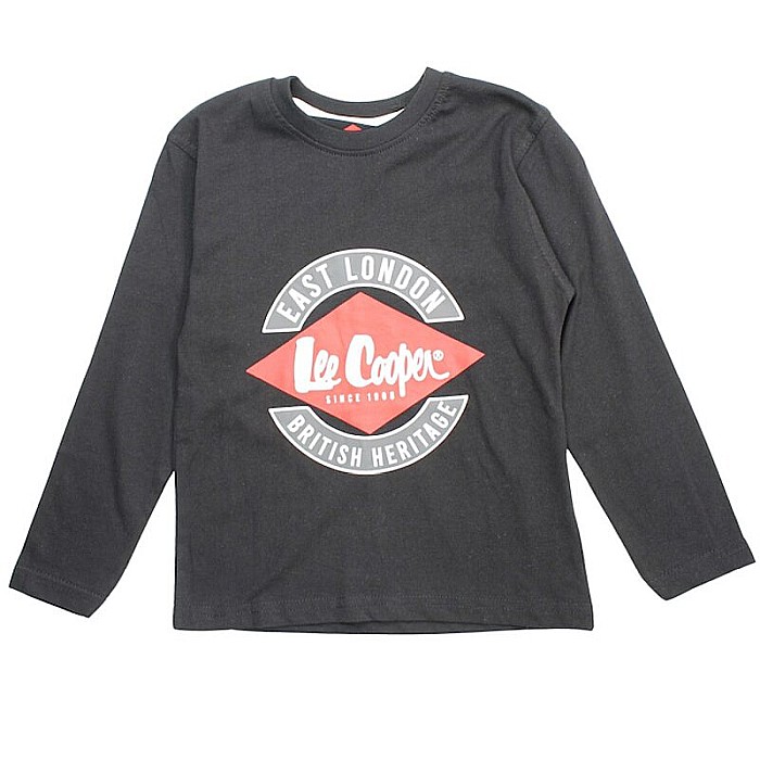 Tricou cu mânecă lungă cu logo, 100% bumbac, negru, Lee Cooper [1]