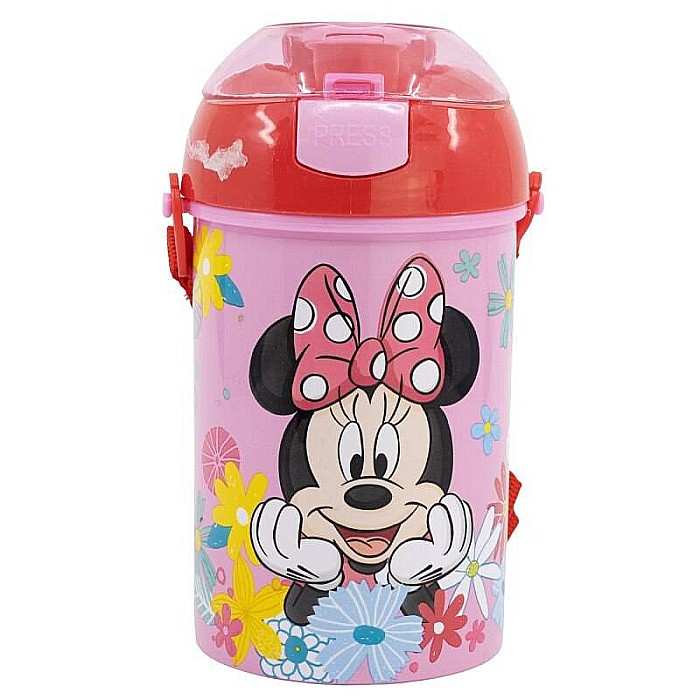 Sticlă plastic, Minnie Mouse Spring Look, cu pai și capac, 450 ml [2]