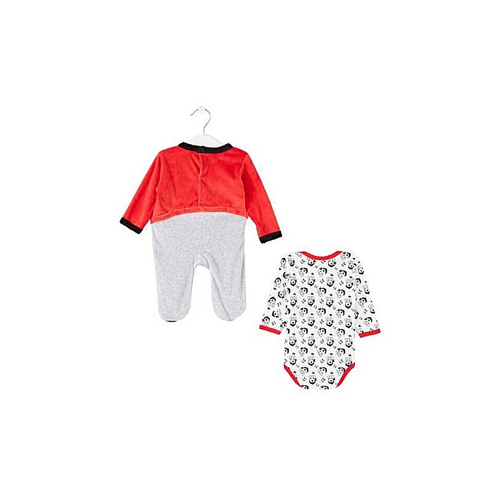 Set 4 piese, salopetă și body cu mânecă lungă, bavețică și căciulă, roșu, Lee Cooper [2]