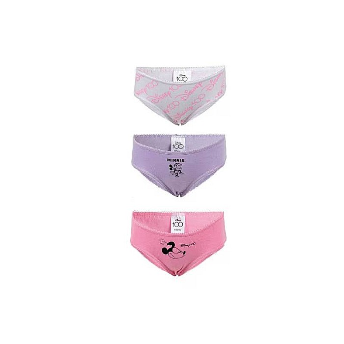 Set 3 chiloți pentru fete, 100% bumbac, multicolor, Disney 100, Minnie Mouse [2]