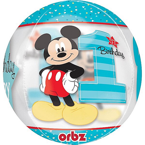 Balon folie rotund multicolor prima aniversare Mickey Mouse [3]