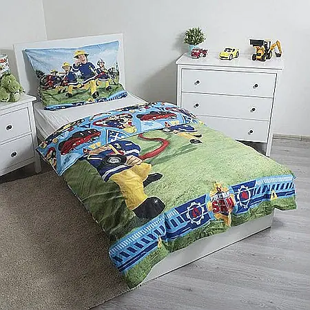 Set lenjerie pat copii, multicolor, 2 piese, 100% bumbac, 140×200 cm, 70×90, Fireman Sam, 007 [2]