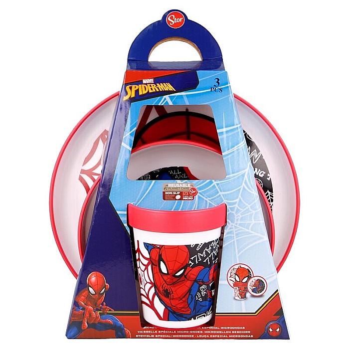 Set veselă 3 piese, anti-alunecare, fără BPA, compatibil la microunde, Spiderman [2]