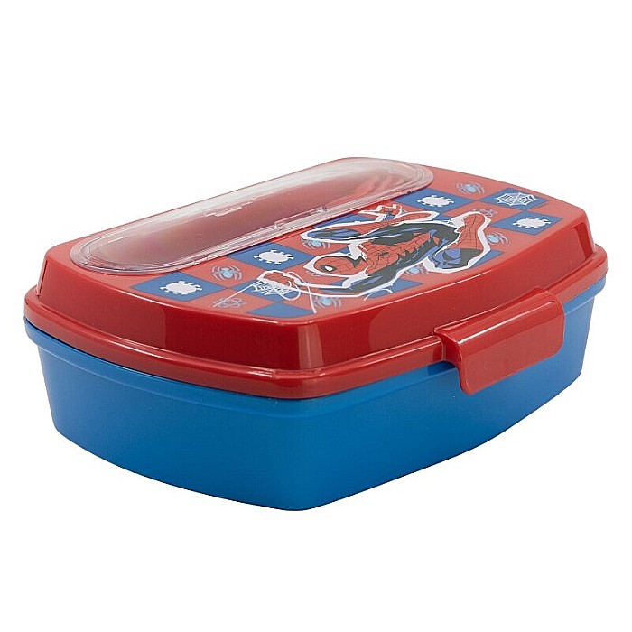 Cutie sandwich cu lingură și furculiță, multicolor, plastic fără BPA, Arachnid, Spiderman [2]
