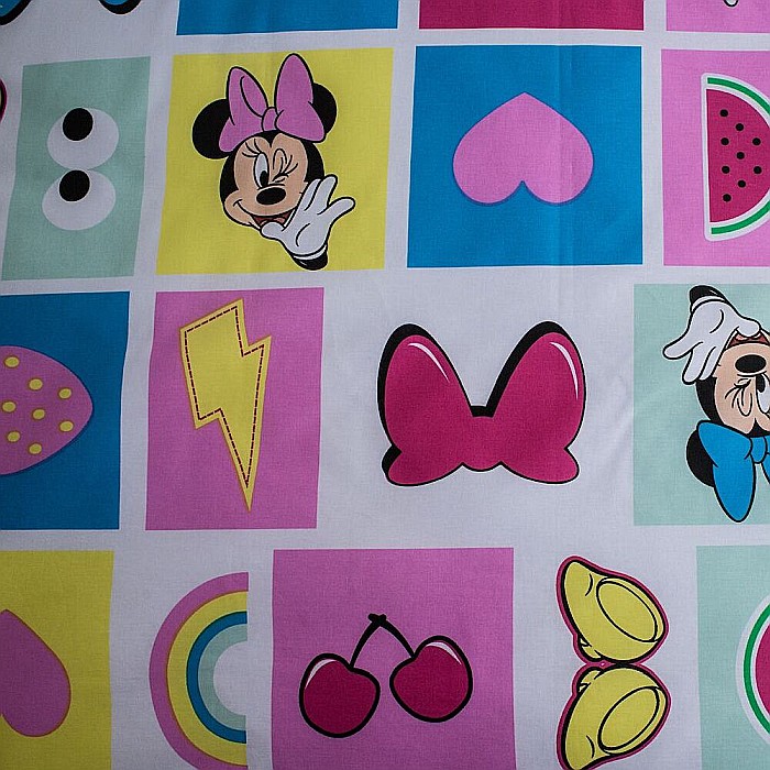 Set lenjerie pat copii, multicolor, 2 piese, 100% bumbac, 100x135 cm, 40x60, Pink Square, Minnie Mouse, Disney [4]
