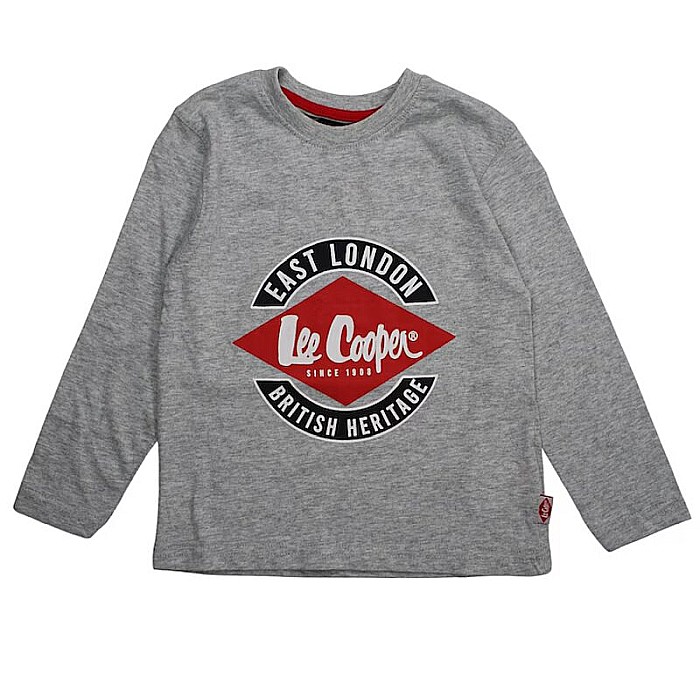 Tricou cu mânecă lungă cu logo, 100% bumbac, gri, Lee Cooper [1]