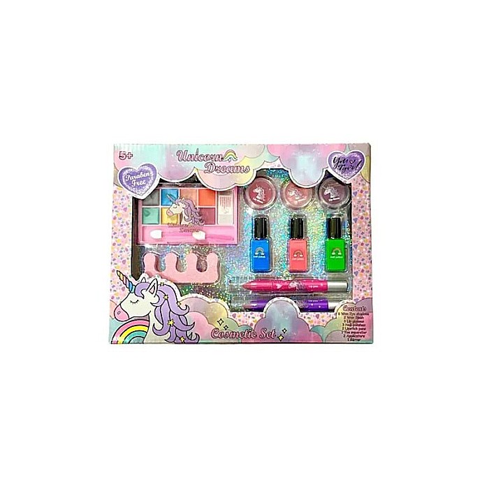 Set Machiaj pentru copii, Non-toxic, +5 ani, 16 piese, 21x19x3 cm, Unicorn Dreams [1]