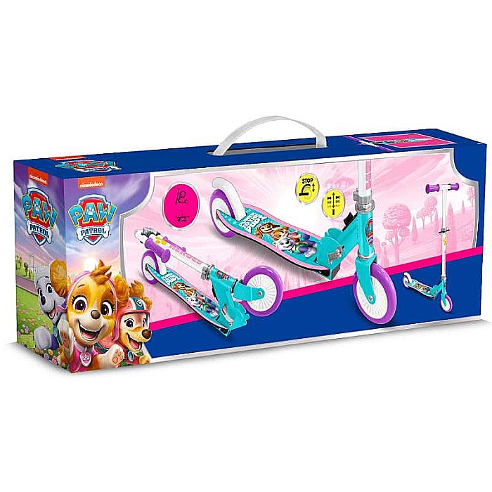 Trotinetă pliabilă cu 2 roți 3 ani +, sarcina maximă 50 kg, rulmenți ABEC 5, multicolor, ghidon ajustabil, mânere pliabile, platforma antiderapantă, frână posterioară cu piciorul, Paw Patrol [4]