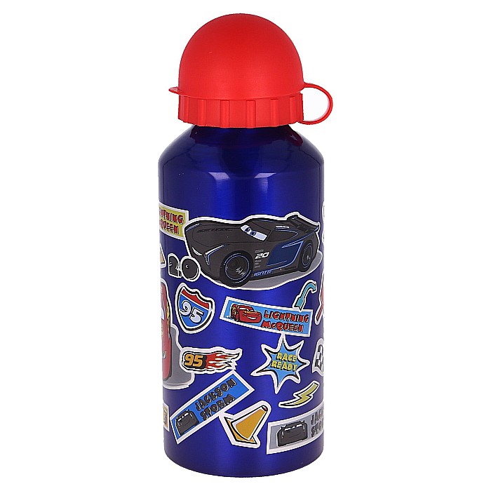 Sticlă de apă, pentru copii, din aluminiu, cu model Cars Stickers, 400 ml [3]