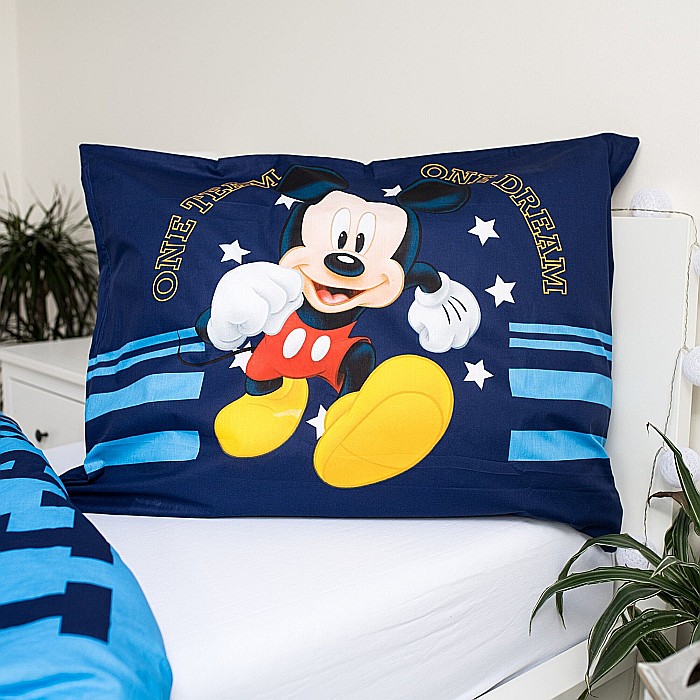Set lenjerie pat copii, multicolor, 2 piese, 100% bumbac, 140×200 cm, 70×90, Team, Mickey Mouse, Disney [4]