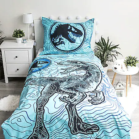 Set lenjerie pat copii, cu detalii fosforescente,100% bumbac, Jurassic World [5]