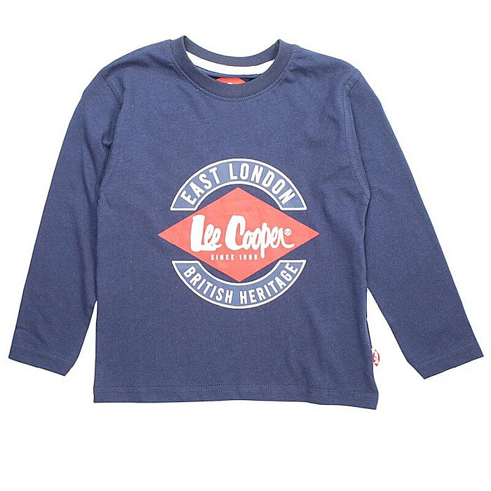 Tricou cu mânecă lungă cu logo, 100% bumbac, albastru, Lee Cooper [1]