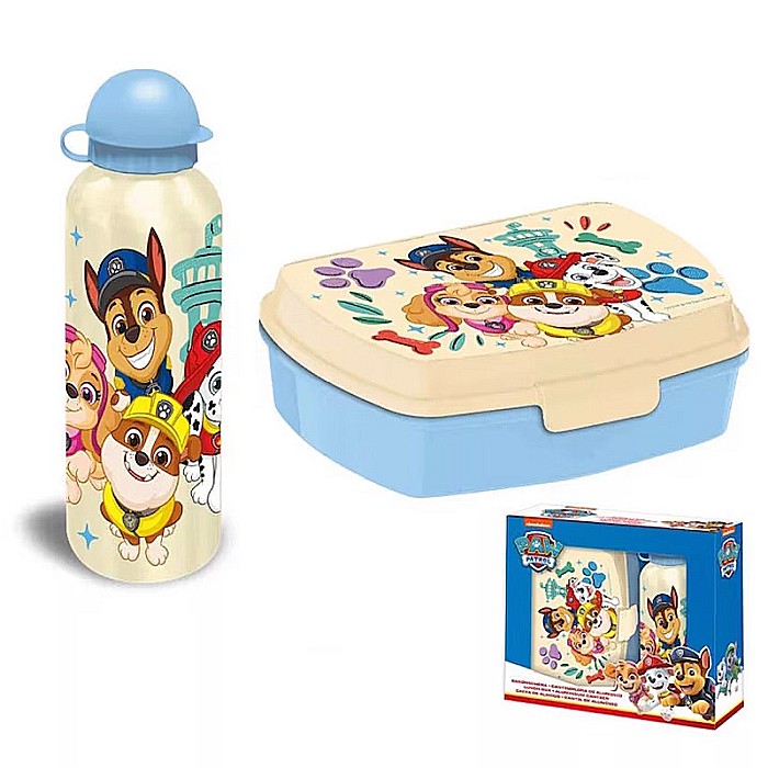 Set cutie sandwich plastic fără BPA și sticlă apă din aluminiu, Euroswan, Paw Patrol, 500 ml, Multicolor [2]