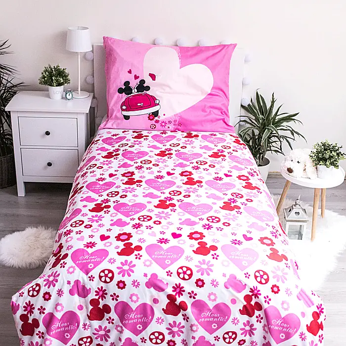 Set lenjerie pat copii, multicolor, 2 piese, 140×200 cm, 70×90, Love, Mickey and Minnie Mouse, Disney [3]