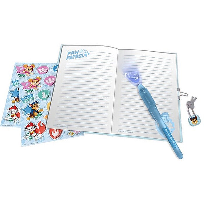 Set jurnal secret cu lacăt și pix prevăzut cu cerneală invizibilă și lanternă UV, 18x12 cm, multicolor, Paw Patrol [2]