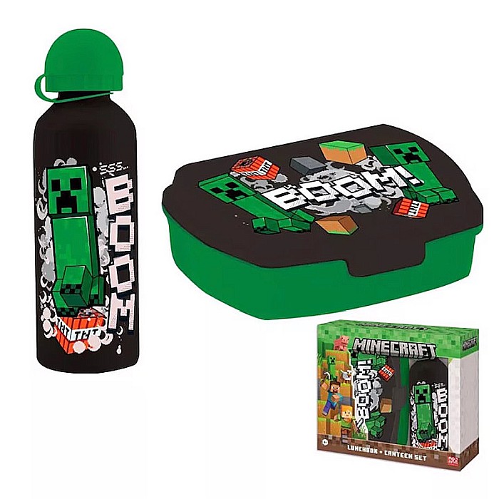 Set cutie de sandwich și sticlă apă din aluminiu, 500 ml, Minecraft [2]