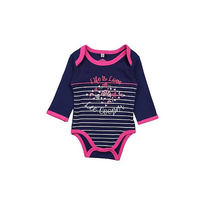 Set două body-uri copii, 100% bumbac, alb/albastru, Life is Love, Lee Cooper [4]