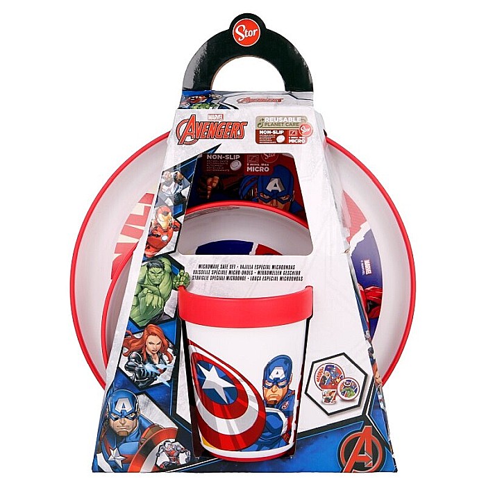 Set veselă 3 piese, anti-alunecare, fără BPA, compatibil la microunde, Marvel, Avengers [2]