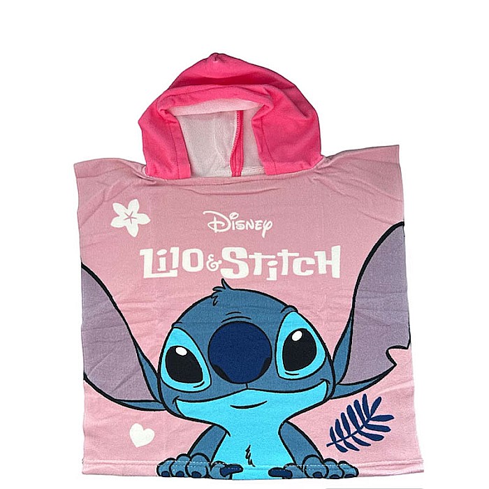 Prosop poncho microfibră, fete, Lilo & Stitch, 50 x 100 cm Roz [1]